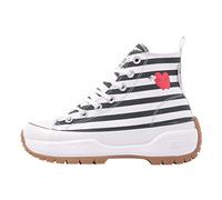 British Knights Women's Kaya Mid Fly Sneaker, Cream White Black Heart, 5 UK