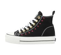 British Knights Women's Kaya Mid Sneaker, Black Bordeaux Hearts, 6 UK