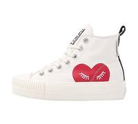 British Knights Women's Kaya Mid Sneaker, Creamy White red Heart Cream White, 3.5 UK