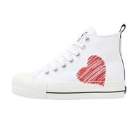 British Knights Women's Kaya Mid Sneaker, White, Black, red Heart, 6 UK