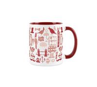 British Landmarks Mug - Iconic London Souvenir Gift for City Lovers - Tea/Coffee Ceramic Red & White Cup Novelty Present