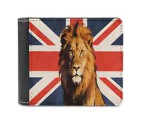 British Lion of The Union Leather Bifold Wallet for Men | Slim PU Leather Credit Card Holder Minimalist Wallets Coin Pocket
