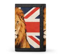 British Lion of The Union Print Trifold Wallet for Men Women | Slim Polyester Wallets with Key Ring Travel Coin Pocket Credit Card Holder