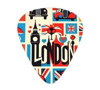 British-London-City 12 Pack Guitar Picks With 3 Thicknesses And Storage Box, Abs Plectrums For Electric Bass Guitar Players