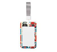 British-London-City Abs Vertical Id Badge Holder, Name Badge with Clear Scanning Film
