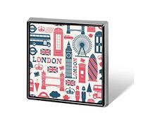 British London Telephone Bus Big Ben Landmarks Square Badge Smooth Surface Lapel Tie Pin, Lightweight Badge for Women Men Office Worker Nurse Teacher Student Shirts Backpack