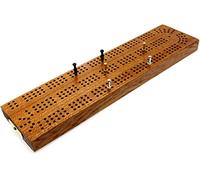 British Made 30cm Solid Hardwood 3 Track Continuous Cribbage Board with Storage for Pegs