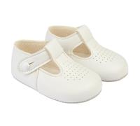 British Made Baby Boy Traditional T Bar Special Occassions Wedding Christening Baypod Shoes by Early Days (Off-White, UK Footwear Size System, Infant, Men, Age Range, Medium, 12 Months, 18 Months)