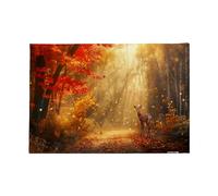 BRITISH MADE GIFTS Autumn Forest Wall Tapestry, Scenic Deer Backdrop Banner, Red and Gold Fall Nature Photography Background, 6ft x 4ft