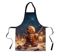 BRITISH MADE GIFTS Christmas Cooking Apron, Gingerbread Man Design, Pinafore
