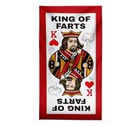 BRITISH MADE GIFTS King of Farts Beach Towel, 300gsm Microfibre, 152cm x 76cm, Printed One-Sided, Sewn (KING OF FARTS)