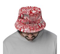 BRITISH MADE GIFTS Manchester Red - Word Montage - Bucket Hat - Unisex - Available in 4 sizes (MEDIUM)