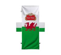 BRITISH MADE GIFTS Personalised Welsh Flag Beer Label Design - Full Length Sun Lounger Towel with Pockets - Sunbed