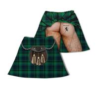 BRITISH MADE GIFTS Scotland Novelty Kilt with Sporran, Black Watch Tartan Pattern Exposed Behind, Polyester, Men's WC 2026 Football Kit (Large)