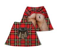 BRITISH MADE GIFTS Scotland Royal Stewart Tartan Novelty Kilt with Sporran Exposed Behind, Navy Blue, Polyester, World Cup 2026 Football Theme, Men's Traditional Scottish Costume (Large)