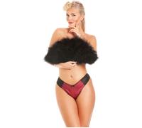British Made Satin Thong Lady Olga Burgundy 16