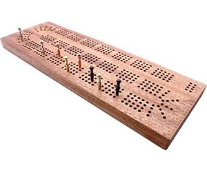British made Solid Hardwood 4 Track Continuous Cribbage Board with Built in Peg Storage