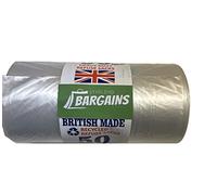 British Made Strong Large Dustbin Bin Bags Liners Plastic Bag Refuse Thick Sacks 50 Pack Rolls 75 Litre Sack Rubbish Waste (Clear)
