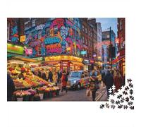British Market 1000 Piece Jigsaw Puzzles Recycled Busy City Street Puzzle for Elderly Puzzle Game Props for Family And Friends Birthdays Great Gift 52x38cm/1000pcs