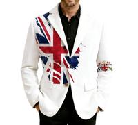 British Mens Corduroy Jacket Slim Fit 1 Button Blazer UK Style Long Sleeve Lightweight Printed Suit Jacket for Wedding Guest Tuxedo Parties Business Casual Daily Wear White