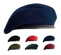 British Military Berets for Men and Women,Wool and Leather Army Beret Hats Navy Blue