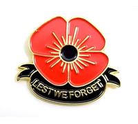 British Military Lest We Forget Pin Badges- Various Styles (Lest We Forget Poppy)