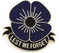 British Military Lest We Forget Poppy Pin Badges- Various Styles (Dark Navy Blue)