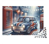 British Mini Car 1000 Piece Jigsaw Puzzles Mini Car on London Street for Adult Educational Game Home Decoration Challenge High Difficulty Male And Female Birthday 70x50cm