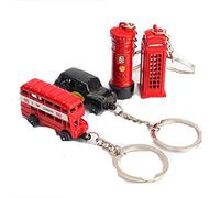 British Miniature London Souvenir Key Ring Metal Gift Locker Die cast Key Chain by Lizzy® (Set of 4)