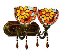 British Modern Bedroom Bedside Wall Lamp Colorful Glass Simple Classic Garden Sun Flower Hotel Double Crystal Wall Lamp Decoration Wall Lamp