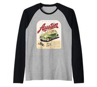 British Motor Heritage Austin A40 Devon Sedan Car Retro Raglan Baseball Tee