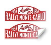British Motor Heritage Austin J40 Monte Carlo Rally Sticker 2x 1957 Classic Car Vinyl Decal Official Licensed Product (100mm)