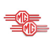 British Motor Heritage MG Badge Sticker Red & White Stripe Classic Car Vinyl Decal MG Official Licensed Product (75mm)
