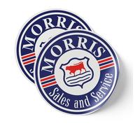 British Motor Heritage Morris Sales & Service Sticker 2x Classic Car Vinyl Decals Minor, Marina, Traveller Official Licensed Product (100mm)