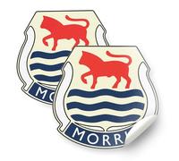 British Motor Heritage Morris Vintage Badge Sticker 2x Classic Car Vinyl Decals Official Licensed Product (150mm)