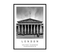 British Museum Travel Print London Wall art Black and white Poster A2 Print only 42 X 59.4cm (16.5x24inch)