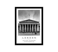 British Museum Travel Print London Wall art Black and white Poster A3 Print in Black frame 33.5 X 45.5cm (13.2x18inch)