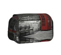 British Phone Booth Double Layer Flip-Top Pencil Case,Large Capacity 50 Pens Organizer, Durable Polyester Stationery Holder for School, Art Travel (All-Over Print)