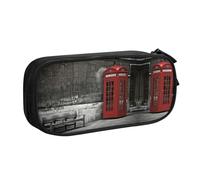 British Phone Booth Large Capacity Double Layer Pencil Case,Customizable Full Print Polyester Fabric Organizer-School, Office, Travel Makeup Pouch