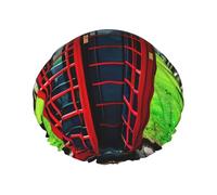 British Phone Booth Print Shower Cap,Elastic And Reusable Double Layer Waterproof Bathing Shower Hat