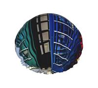 British Phone Booth Print Shower Cap,Elastic And Reusable Double Layer Waterproof Bathing Shower Hat