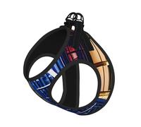 British Phone Booth Print Step in Dog Harness and Leash Set,Adjustable Reflective Harness for Small Dogs Cats