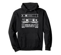 British Rail Class 20 Locomotive Train Blueprint Pullover Hoodie, Adult Unisex, Black, Small