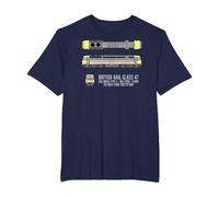 British Rail Class 47 Brush Type 4 Locomotive Blueprint T-Shirt, Men's Big and Tall, Navy Blue, 2X Tall
