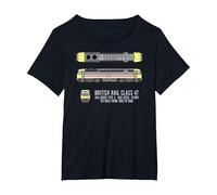 British Rail Class 47 Brush Type 4 Locomotive Blueprint T-Shirt, Women's Plus, Black, 3X