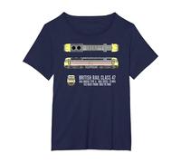 British Rail Class 47 Brush Type 4 Locomotive Blueprint T-Shirt, Women's Plus, Navy Blue, 3X
