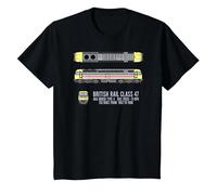 British Rail Class 47 Brush Type 4 Locomotive Blueprint T-Shirt, Youth, Black, 3T
