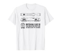 British Rail Class 50 Locomotive Train Blueprints T-Shirt