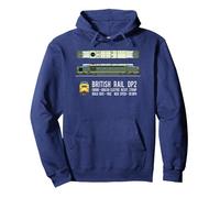 British Rail DP2 Locomotive Train Diagram Pullover Hoodie, Adult Unisex, Navy Blue, X-Large