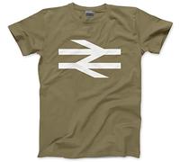 British Rail Logo Football Matchday Crew T-Shirt Footie Firm Trainspotter Rail Enthusiast - Mens Unisex T-Shirt - S Khaki